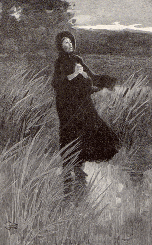 Jane Eyre standing in a field